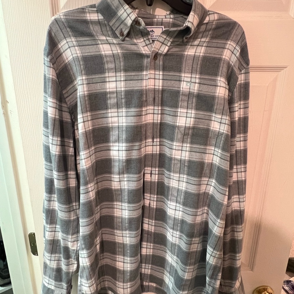 Southern Tide Gray and White flannel